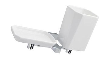 Stil Haus Diva, настенные керамические мыльница + стакан, цвет хром - белая керамика