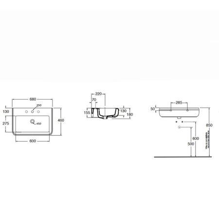 AZZURRA CHARME раковина подвесная 68х46см, с 1отв для смесителя, цвет белый, артикул CHLP06846T0MBI/(CHA268 bi)*1
