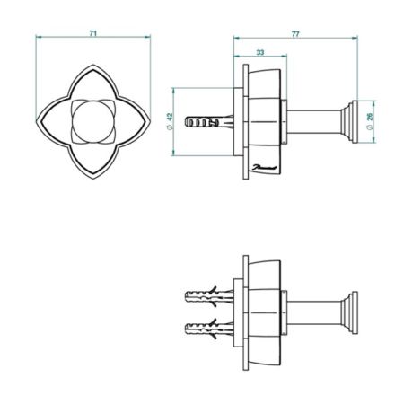 THG PETALE DE CRISTAL NOIR Крючок одинарный, цвет полированное золото, артикул U6D-F01-517