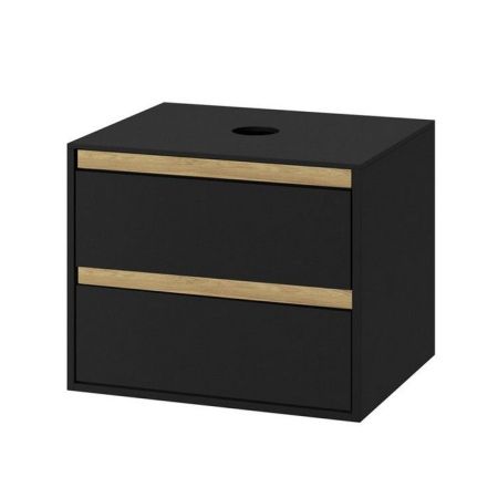Тумба под накладную раковину EXCELLENT Tuto 80 см (черный матовый/дуб), 2 ящика, артикул MLEX.0104.800.BKBL