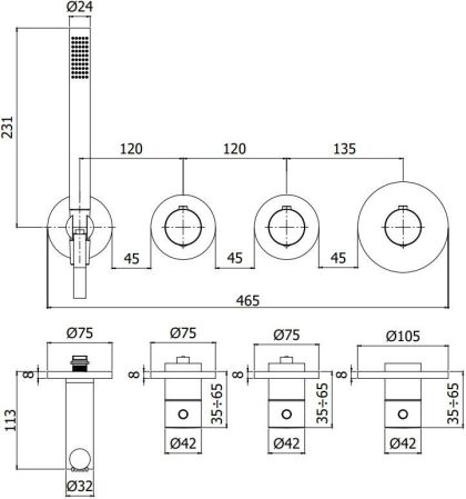 Смеситель для ванны с душем Paffoni Modular Box MDE000BO, артикул MDE000BO