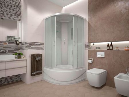 Душевая кабина Erlit Comfort ER3510TP 100x100 задняя стенка Белая стекло матовое, артикул ER3510TP-C3