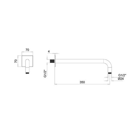Almar ROUND Кронштейн из стены круглый, 350 мм, кваlратный 1 отражатель, латунь, черный, артикул E021112.MB