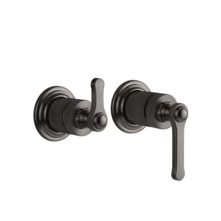 GESSI VENTI20 Смеситель встраиваемый, однорычажный, с переключателем на 2 положения, внешняя часть, цвет Black Metal Brushed PVD, артикул 65038#707