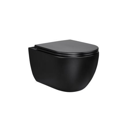 Унитаз подвесной Evo VT1-34MB безободковый, цвет матовый черный, ультратонкое soft-close сиденье, артикул VT1-34MB