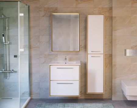 Зеркальный шкаф Raval Frame 60 с подсветкой Белый, артикул Fra.03.60/W