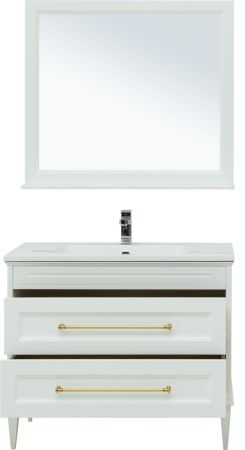 Мебель для ванной Aquanet Бостон М 100 белый (ручки золото) (лит. мрамор), артикул 00281192
