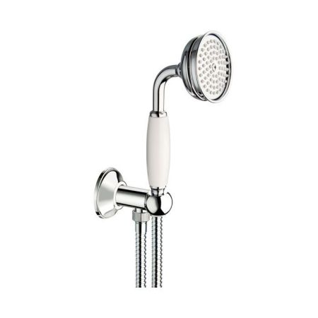 Душевой набор, Carimali, Colonial, размер душевого диска, мм-77, форма лейки-круглая, количество режимов-1, держатель для душа-есть, шланг-есть, длина шланга, мм-1500, шланговое подключение-есть, материал-латунь, с пластмассовой ручкой, цвет-хром, артикул 64511RES-CR