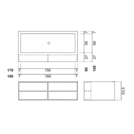 ANTONIO LUPI BIBLIO Ванна отдельностоящая 1800х1000х535 мм, с открытыми нишами, с регулируемыми ножками и нажимным донным клапаном, Corian, цвет белый