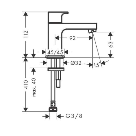HG Vernis Shape 70 Кран для холодной воды, без сливного набора, матовый черный