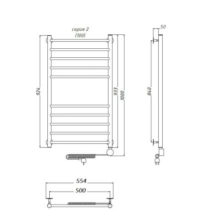 Электрический полотенцесушитель Тругор Аспект 2 элТЭН 100x50 Хром, артикул Аспект2/элТЭН10050