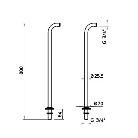 Gessi  Стойка для ванной, высота 800 мм., цвет: хром, артикул 01415#031