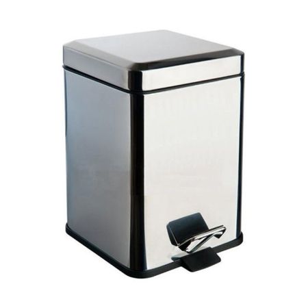 Colombo Black&White Ведро с крышкой, педаль, 5л, цвет: полированная сталь, артикул B9211.CR