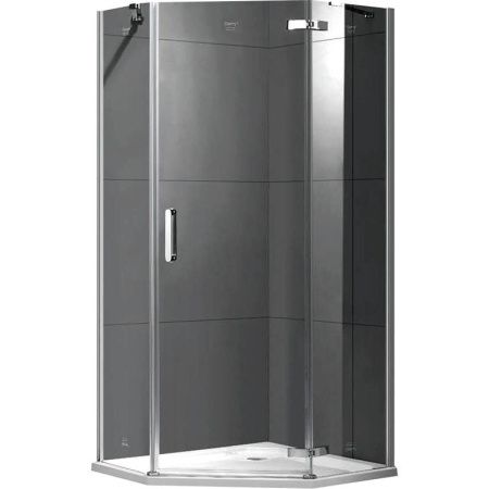 Душевой уголок Gemy Fall Tea 80х80 пятиугольный профиль Хром стекло прозрачное
