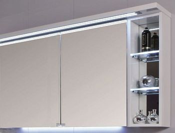 Puris Crescendo, зеркальный шкаф (2 двери) c LED подсветкой 900 мм правый, цвет антрацит высокоглянцевый