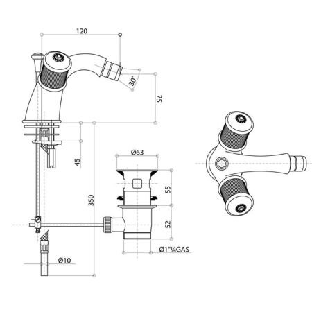 Bongio Impero Смеситель для биде с донным клапаном, цвет хром/Blue and Red Swarovski, артикул 65522OR00