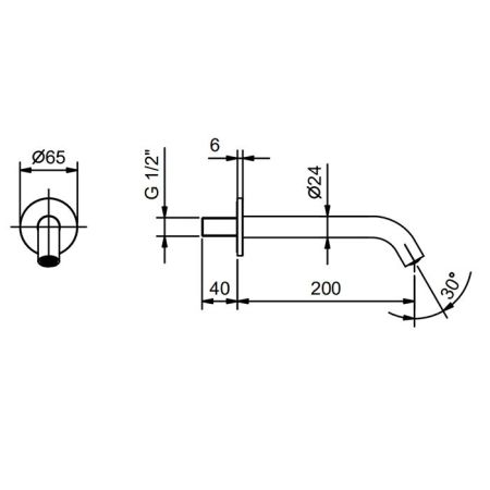 FANTINI NOSTROMO Излив смесителя для раковины 200 мм., настенный, цвет черный матовый, артикул 50 13 8430