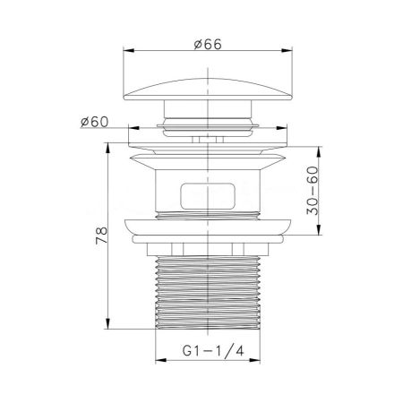 Донный клапан для раковины с переливом Maretti AC19P24015, хром, артикул AC19P24015