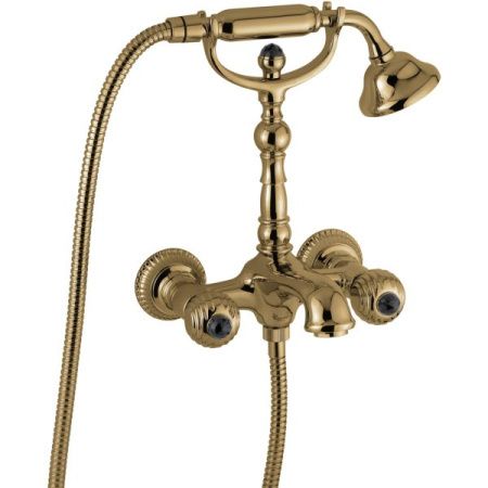 Смеситель The One для ванны. Металлические ручки + черные кристаллы Swarovski, цвет бронза Смеситель The One для ванны. Металлические ручки + черные кристаллы Swarovski, цвет бронза