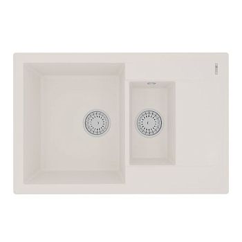 Кухонная мойка Lemark RAMZA 760 врезная прямоугольная с доп.чашей и крылом из кварцгранита цвет: Жасмин  (9910040)