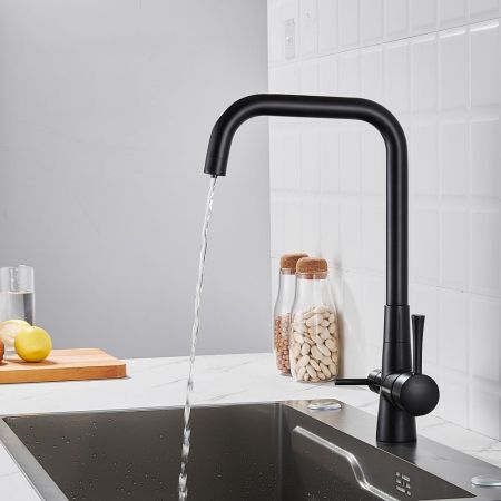 Смеситель для кухни с подключением фильтра Shevanik S528H, черный, артикул S528H