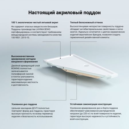 Акриловый душевой поддон Lavinia Boho One 37018120, прямоугольный, 120 х 90 см, артикул 37018120