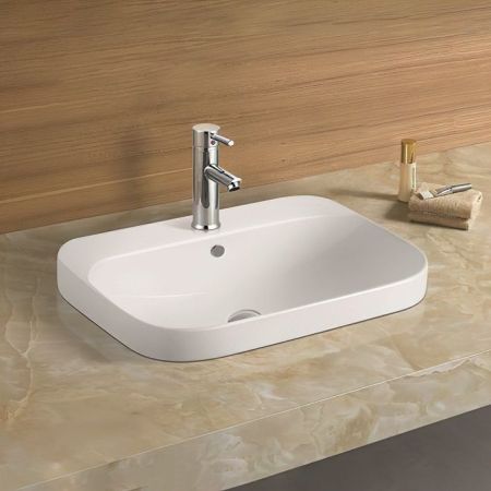 Раковина керамическая полувстраиваемая AM-7976, цвет белый, 600х450х160, артикул AM-7976