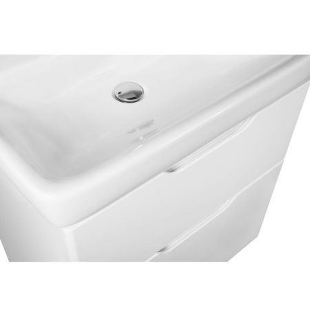 Тумба Q PLUS 55 см, подвесная/напольная, 2 ящика, с опорами, белый глянец