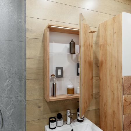 Комплект мебели для ванной Бриклаер Форест 50B, дуб золотой/белый, артикул Форест 50B