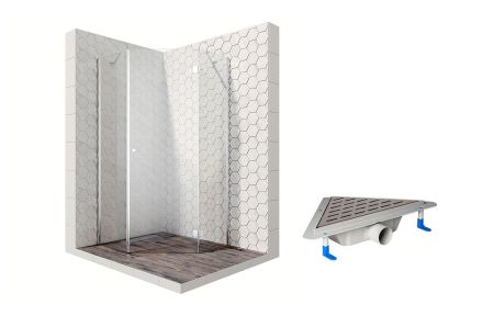 Душевой уголок Ambassador Diamond 12011111R-ST8, пятиугольный, угловой трап, 90х90, артикул 12011111R-ST8