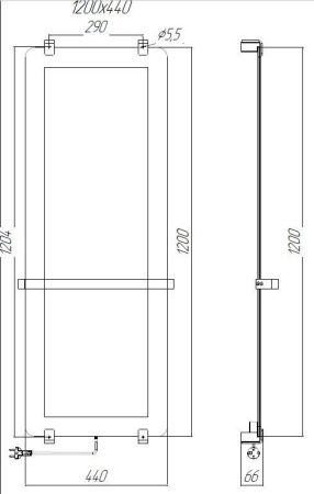 Полотенцесушитель электрический Allen Brau Infinity 120x44 с рейлингом 2.0 и креплением, черный матовый, артикул 00325638