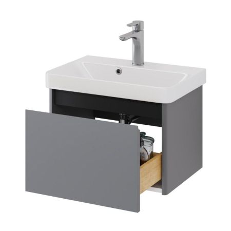 Тумба с раковиной подвесная Dreja Luxury 55 см, серый базальт, артикул 99-2011-com