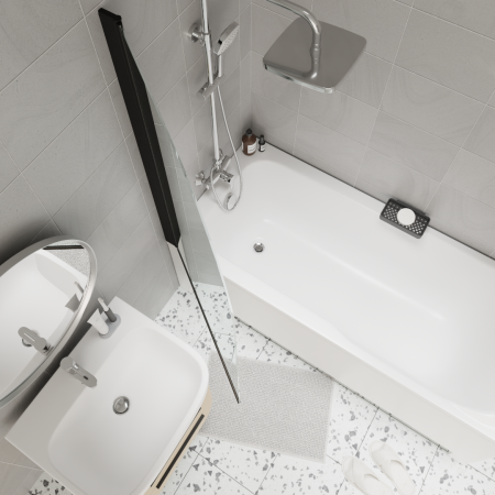 Шторка F04B для ванной, распашная PARLY (130x75)