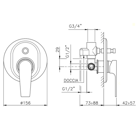 Nicolazzi Jungfrau Смеситель для душа с переключателем, встраиваемый, цвет: хром, артикул 3196CR64