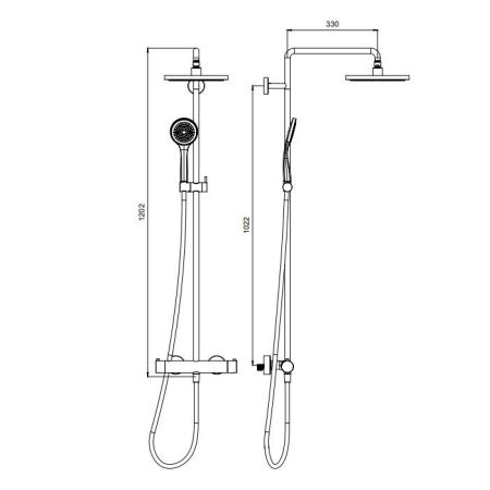 ALMAR Термостатическая душевая колонна с функцией VELVET 230 мм, цвет High Brass Brushed PVD, артикул E405002.HB