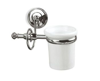 Stil Haus Idra, настенный керамический стакан, цвет хром - белая керамика