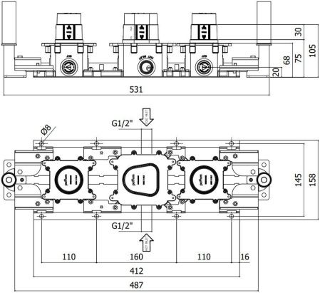 Скрытая монтажная часть для смесителя Paffoni Modular Box MDBOX001 Скрытая монтажная часть для смесителя Paffoni Modular Box MDBOX001