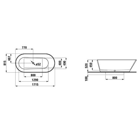Laufen Kartell Ванна 1715x815x450мм, свободностоящая, с слив-переливом,  материал: композит, цвет: белый, артикул 2.2633.2.000.000.1