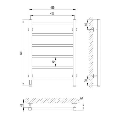 Полотенцесушитель электро "Феличия ЧК6 400х600", белый муар, левый