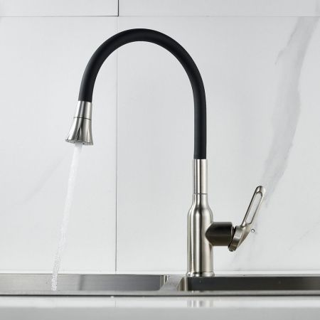 Смеситель для кухни с гибким изливом Raffine F303L-3, сатин