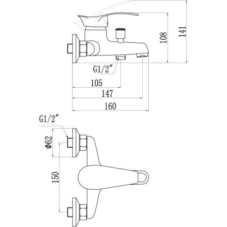 Смеситель для ванны Savol S-T3206, хром