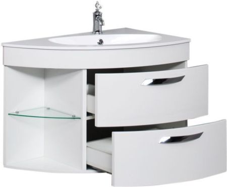 Тумба с раковиной De Aqua Трио Люкс 80 R белый, артикул 00212695