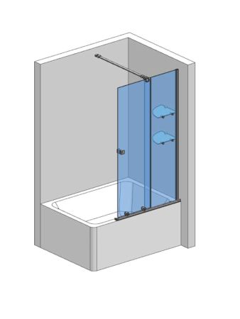 Шторка  на ванну 1200*1400мм., стекло 8мм, цвет профиля хром.