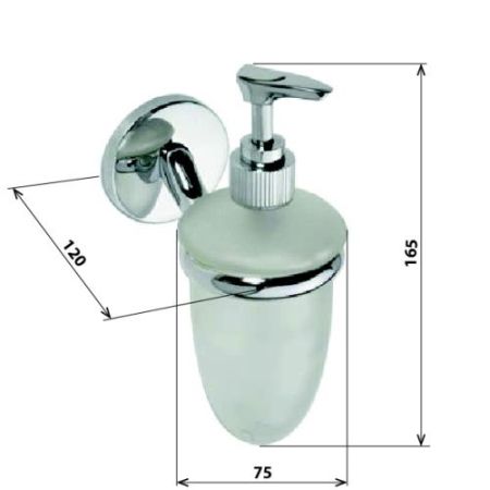 Дозатор для жидкого мыла ALFA настенный 250ml 75x165x120мм, хром