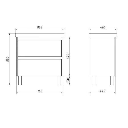 Тумба с раковиной подвесная/напольная Dreja Luxury Plus 80 см, серый базальт, артикул 99.2032-com