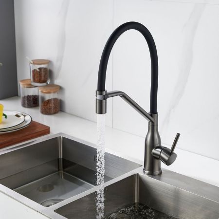 Смеситель для кухни с гибким изливом Shevanik S343T-3, оружейная сталь