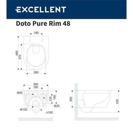 Унитаз подвесной EXCELLENT Doto Pure Rim 48