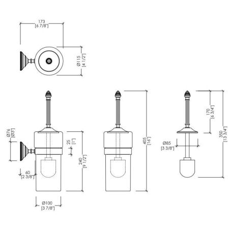 Devon Diamond Ёршик подвесной (белая керамика), цвет: светлое золото, артикул WHD520OTBI