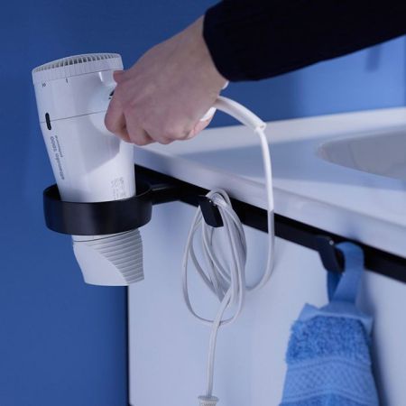 BURGBAD VRY Держатель фена для мебели, цвет черный матовый, артикул ACJW001