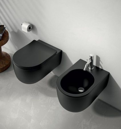 Olympia Milady, подвесное биде c крепежом, 52x37 см, цвет черный матовый, артикул MIL220123